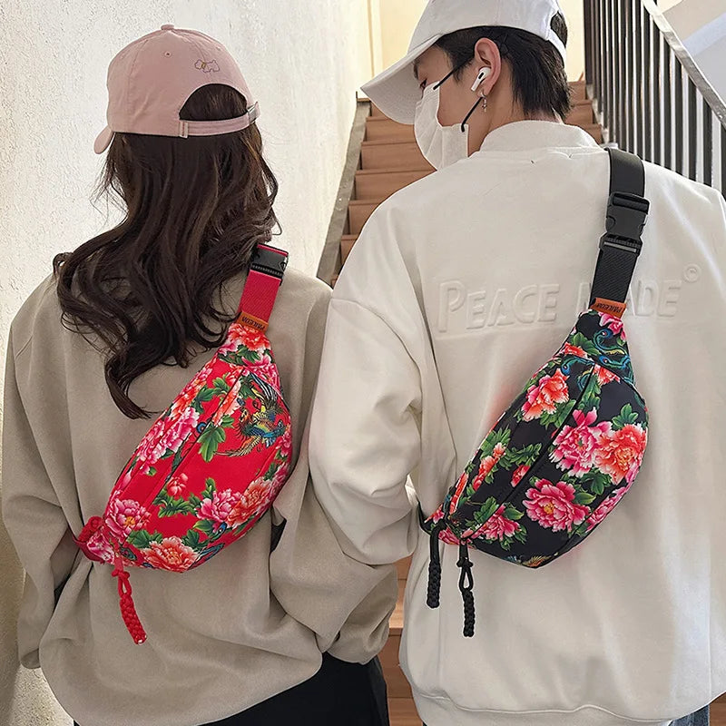 Stylish Floral Chest Bag | Unisex Crossbody Waist Bag for All