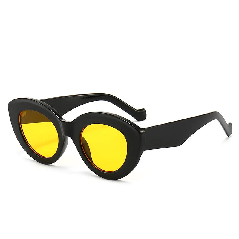 Vintage Thick Frame Oval Cat Eye Sunglasses | Trendy Street Style