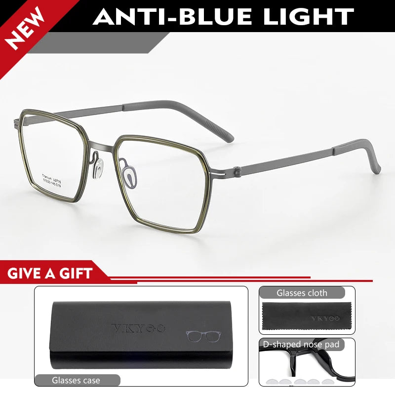 Simple Geometric Polygon Fashion Titanium Glasses | Blue Light Protection
