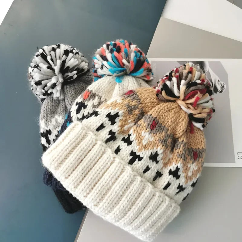 Unisex Fur Pompom Beanie Hat | Cozy Warm Knit Winter Cap