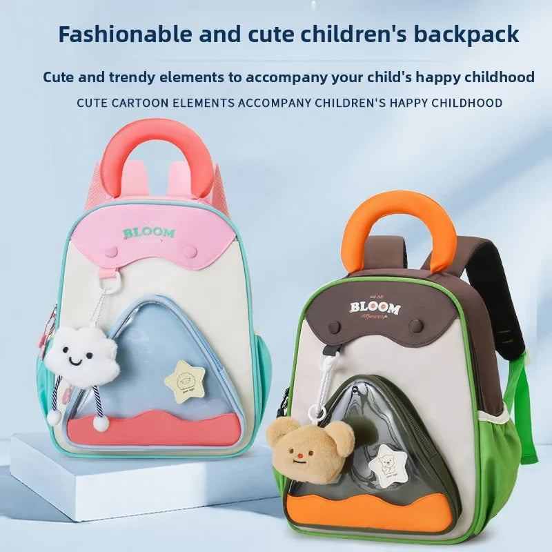 Lightweight Contrast Color Kindergarten Backpack | Cute Stylish Kids Bag