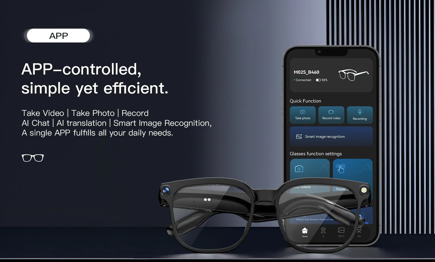 Men's AI Smart Glasses | Dual Camera Translation & Bluetooth Calling