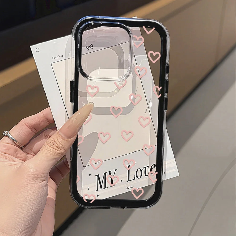 Funda de iPhone Corazón de Amor | Carcasa Transparente Antichoque 2 EN 1