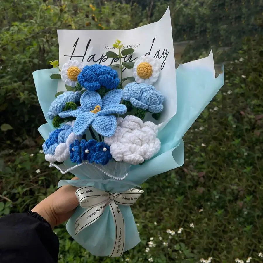 Ramo de flores azules de ganchillo hecho a mano | Regalo perfecto para cualquier ocasión