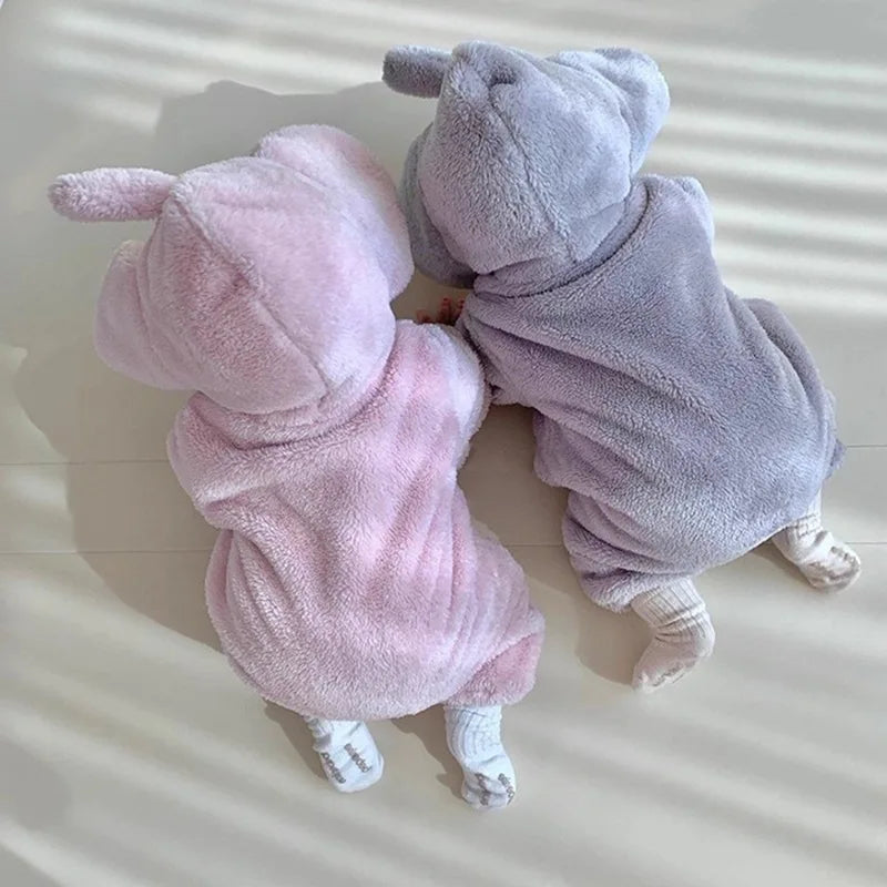 Cute Cartoon Elephant Fleece Jumpsuit for Infants | Cozy Winter Wear
