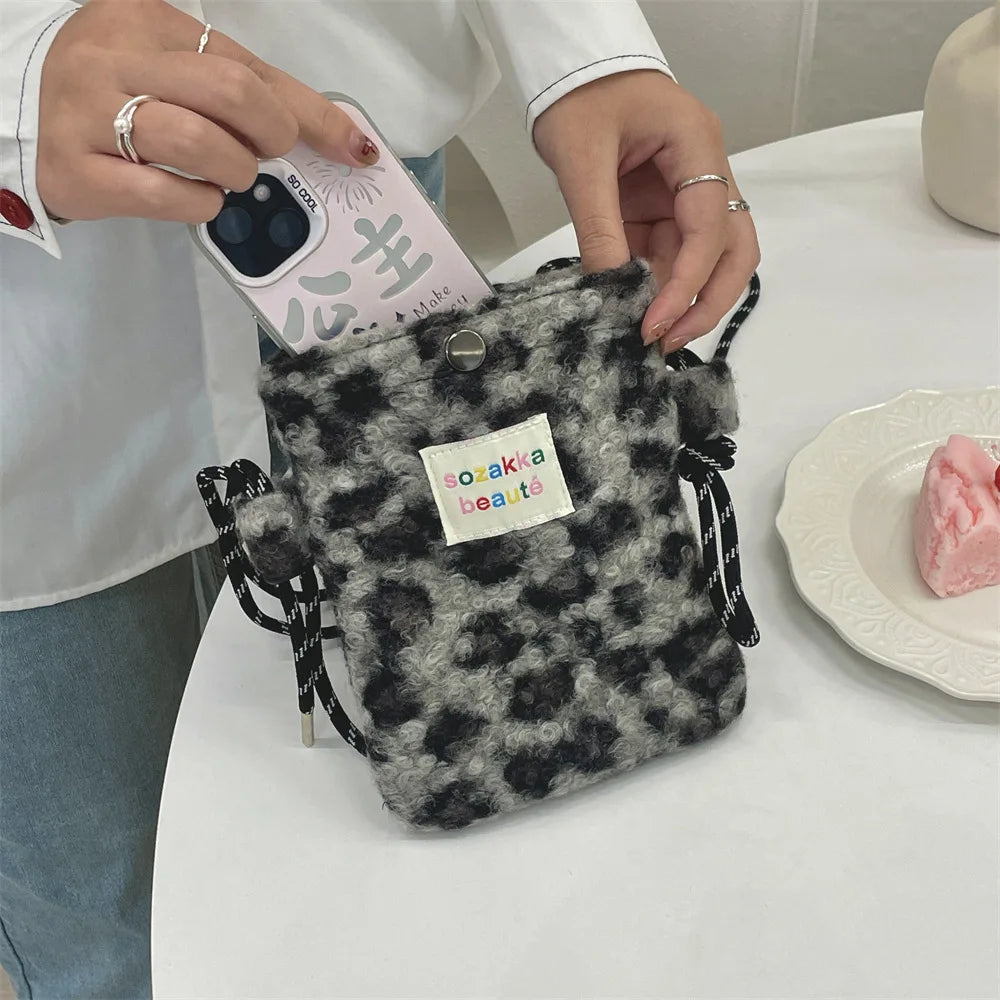 Cute Plush Dot Crossbody Bags for Women | Portable Shoulder Bag