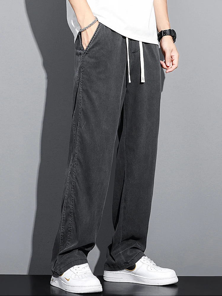 Men's Soft Lyocell Casual Jeans | Thin Loose Straight Pants