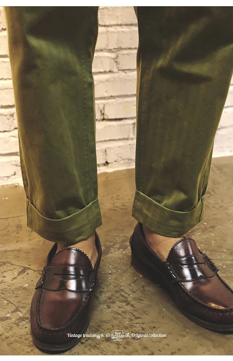 Men's Herringbone Cotton Gurkha Pants for Casual Style
