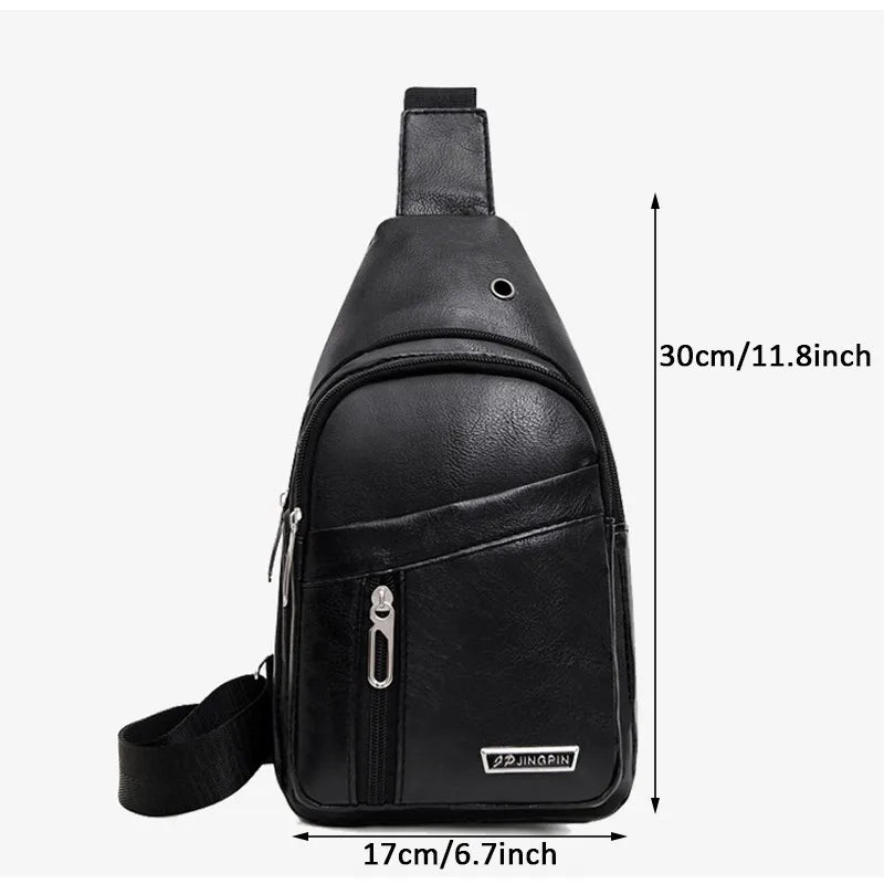 Stylish PU Leather Crossbody Bag for Men | Casual Sling Pack