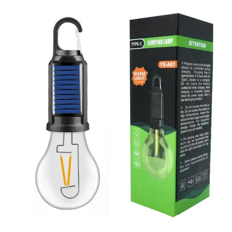 Portable LED Camping Bulb Light | Solar & Type-C Charging Lantern