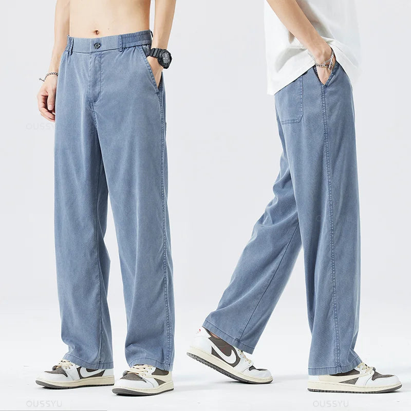 Men's Summer Loose Fit Soft Lyocell Jeans | Casual Comfort Trousers
