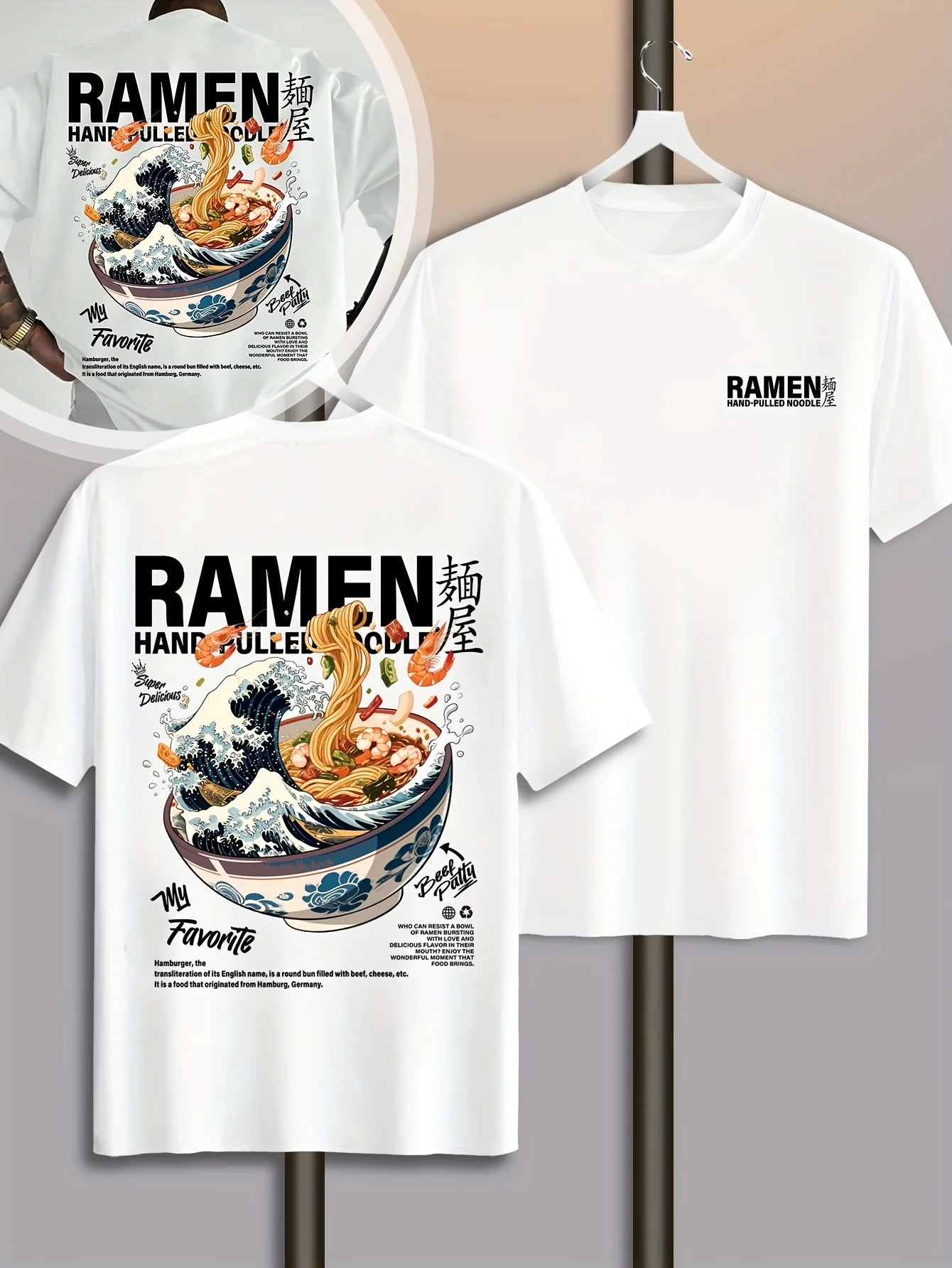 Men's Casual Summer T-Shirt with Japanese Wave Graphic Print