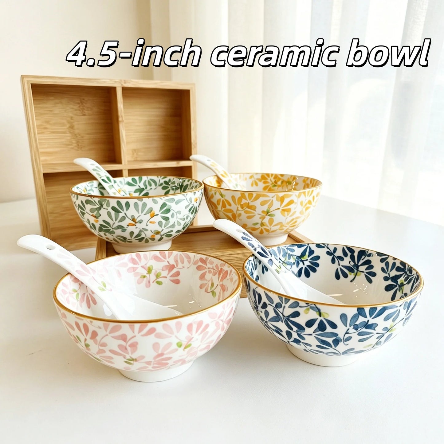 Floral Ceramic Bowl Set for Pasta, Salad, and More | Dishwasher Safe