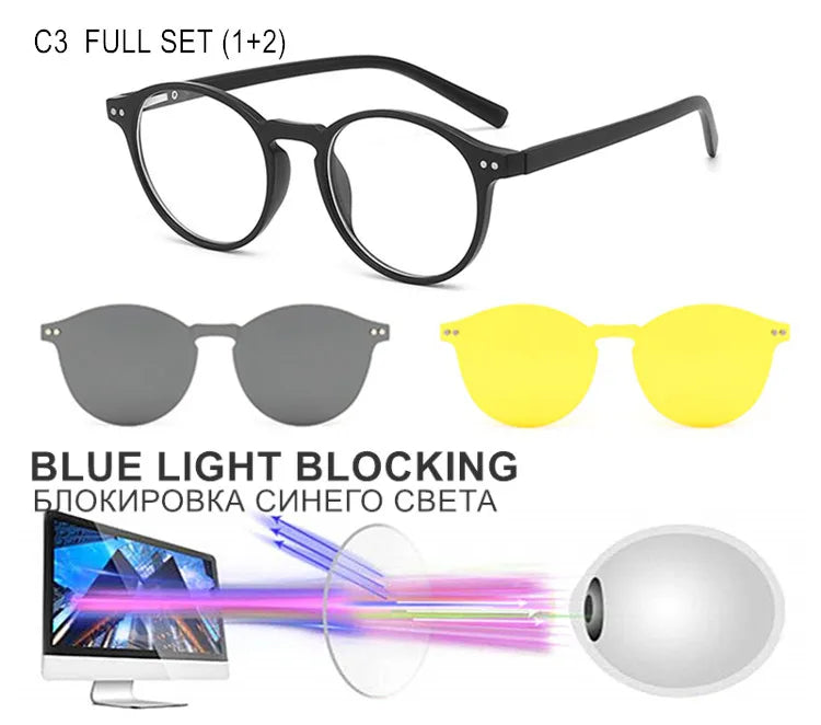 Custom Myopia Glasses with Polarized Clips | Stylish Vision Solution