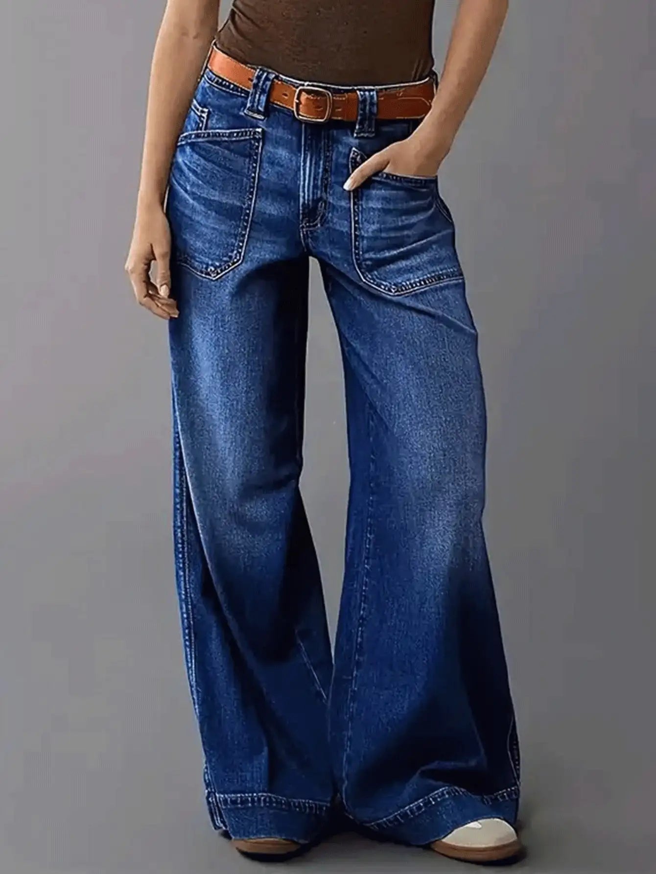 Stylish Women's Loose Straight Jeans | Versatile Stretch Denim Trousers