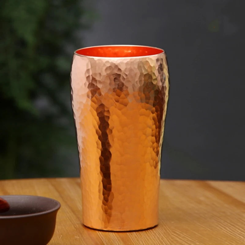 Handcrafted Pure Copper Coffee Cup Beer Milk Mug Retro Embossed Hammer Thickened Water 250ml Breakfast Drinkware Tea Tableware
