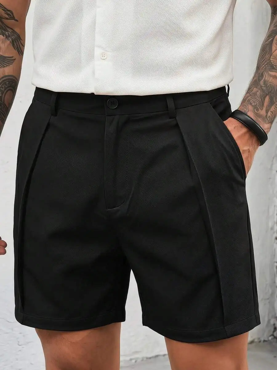 Men's Gray Woven Casual Shorts | Button Fly Knee Length Style