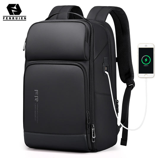 Mochila de negocios impermeable con carga USB para portátil de 15.6"