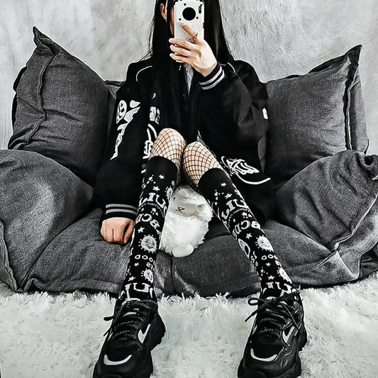 Women's Soft Knee-High Socks | Stylish Harajuku Goth & Punk Fashion