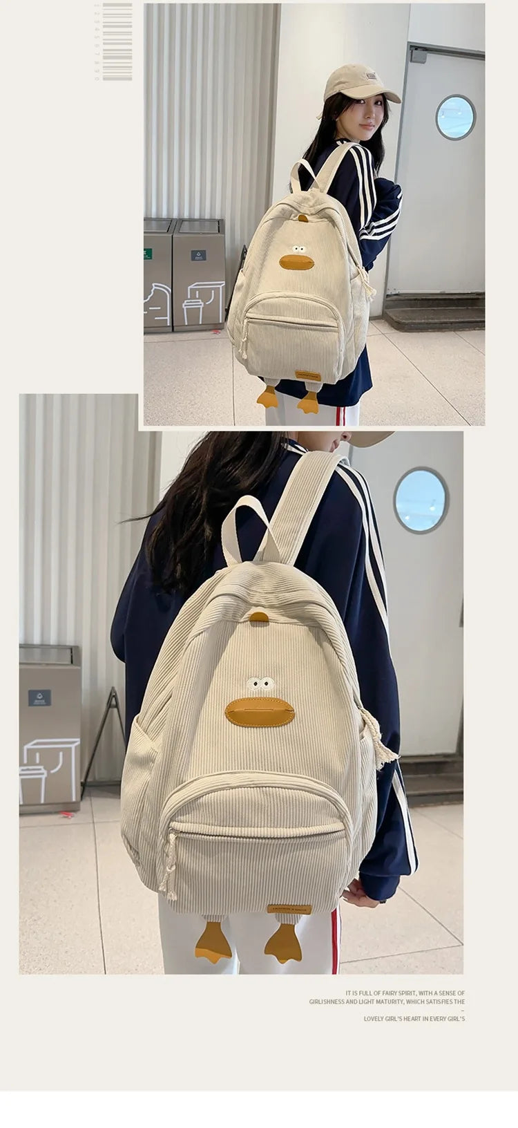 Cute Cartoon Duck Backpack | Stylish Travel Bag for Students