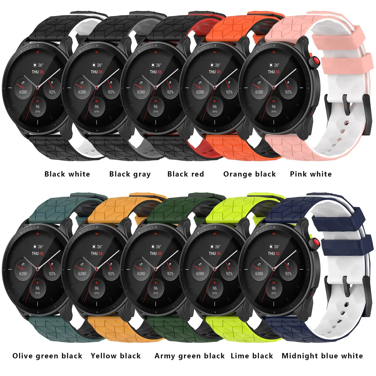 20mm 22mm Silicone Watch Strap for Galaxy & Huawei Watches