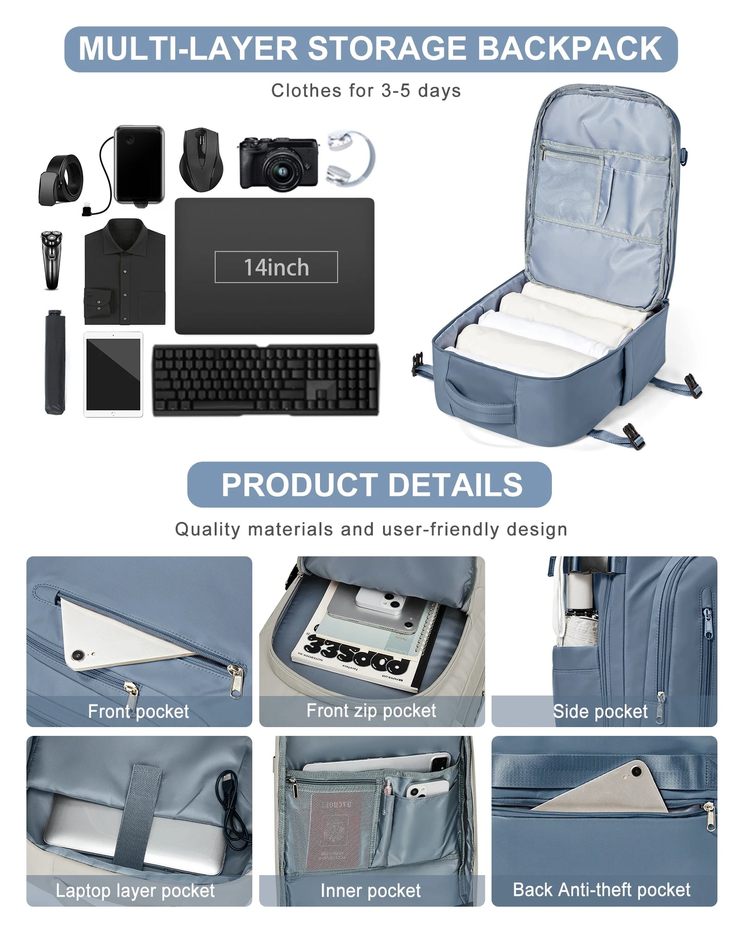 Large Capacity Travel Backpack for Men & Women | Versatile Carry-On