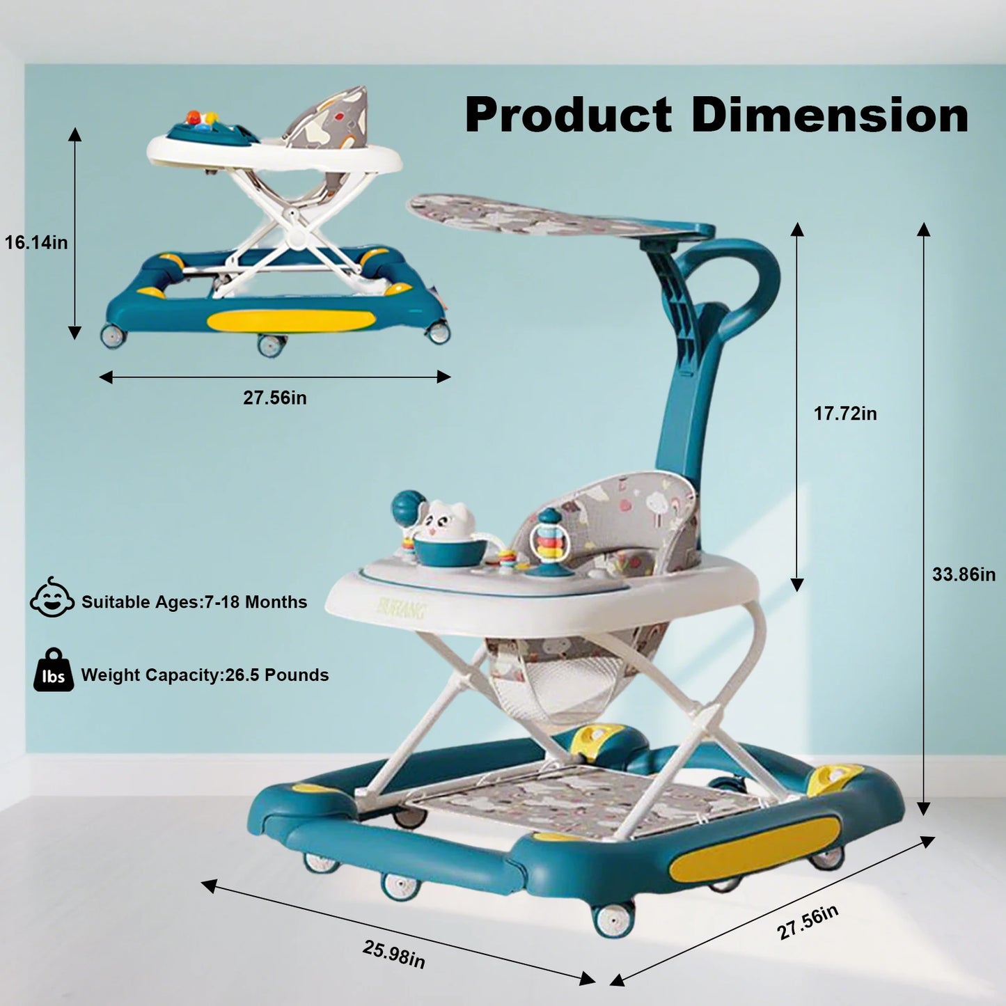 Multi-Functional Baby Walker with Awning | Safe & Fun Mobility