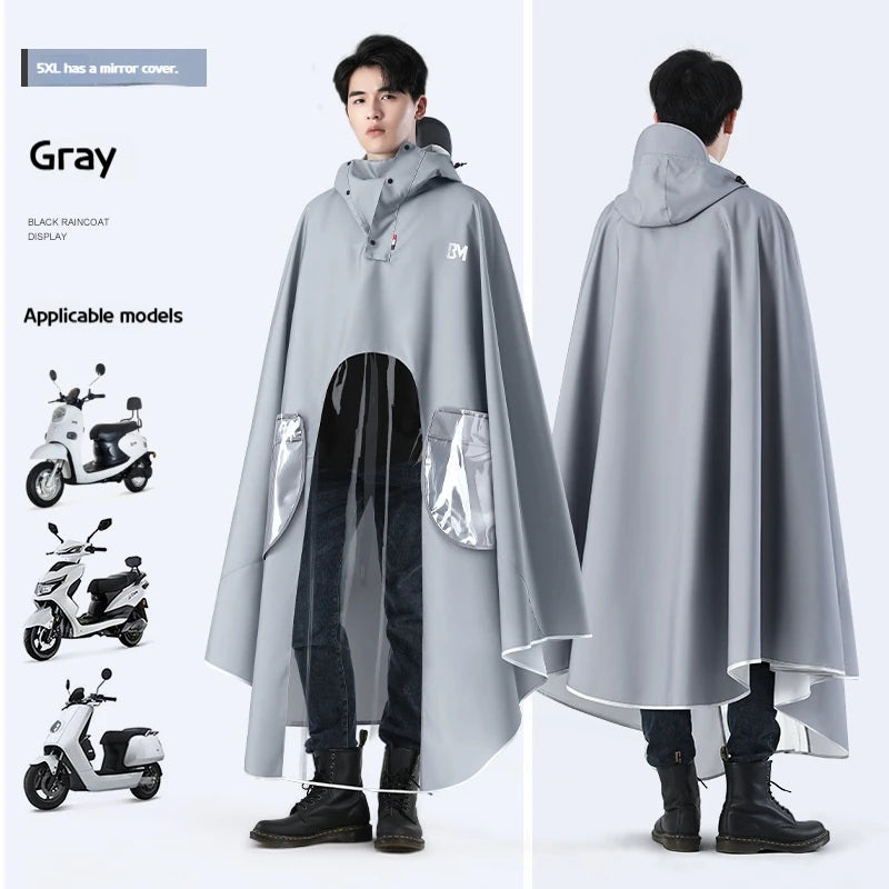 Men's Full-Length Rain Poncho for Motorcycle & Scooter Riders