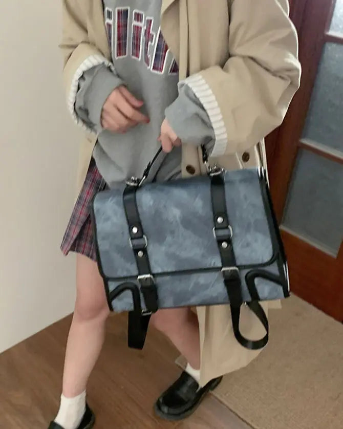 Chic Women's Preppy Backpack | Trendy Leather Handle Schoolbag