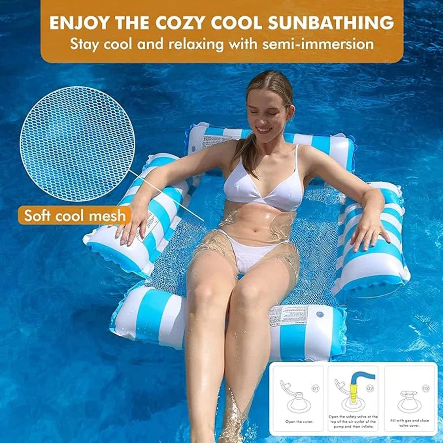 4-in-1 Water Hammock Recliner | Inflatable Floating Lounge