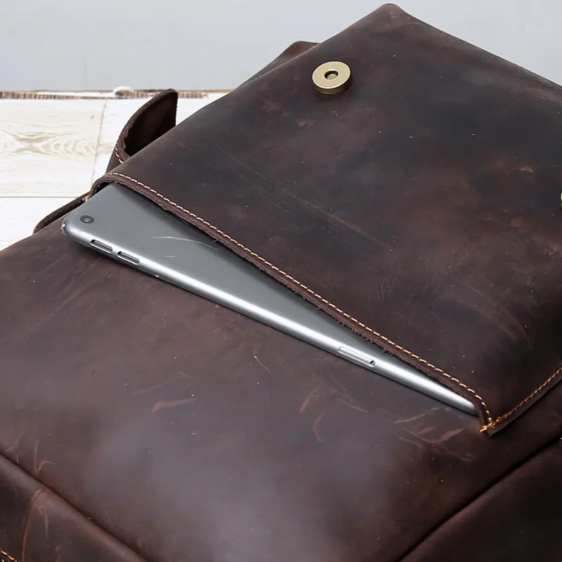 Retro Leather Backpack | Large Capacity Men’s & Women’s Travel Bag
