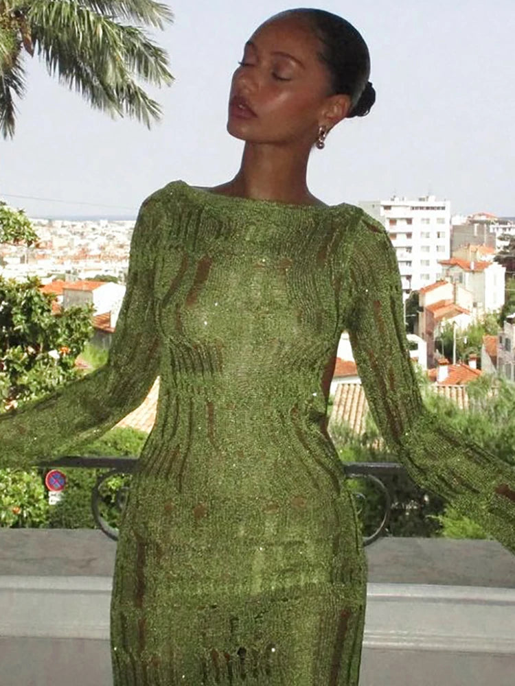 Elegant Hollow Out Backless Maxi Dress | Summer Women’s Fashion