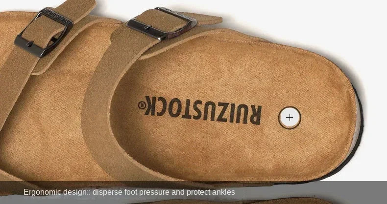 Men's Non-Slip Slippers with Cork Metal Buckle | Waterproof Outdoor Wear