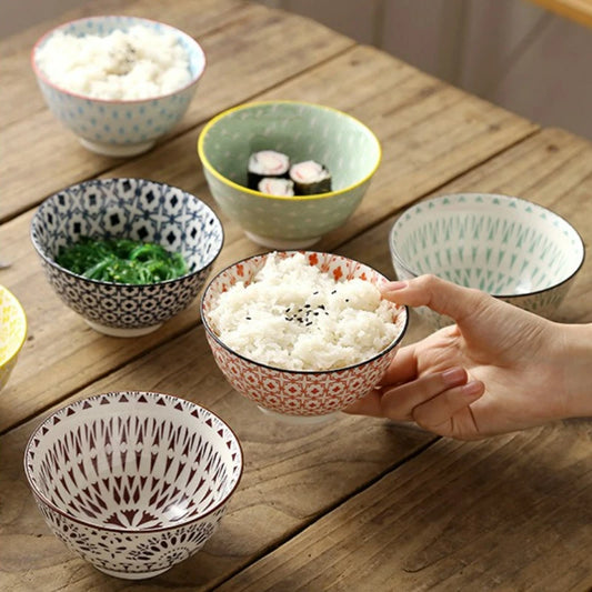Cuenco de arroz de cerámica estilo japonés de 4.5 pulgadas | Vajilla elegante