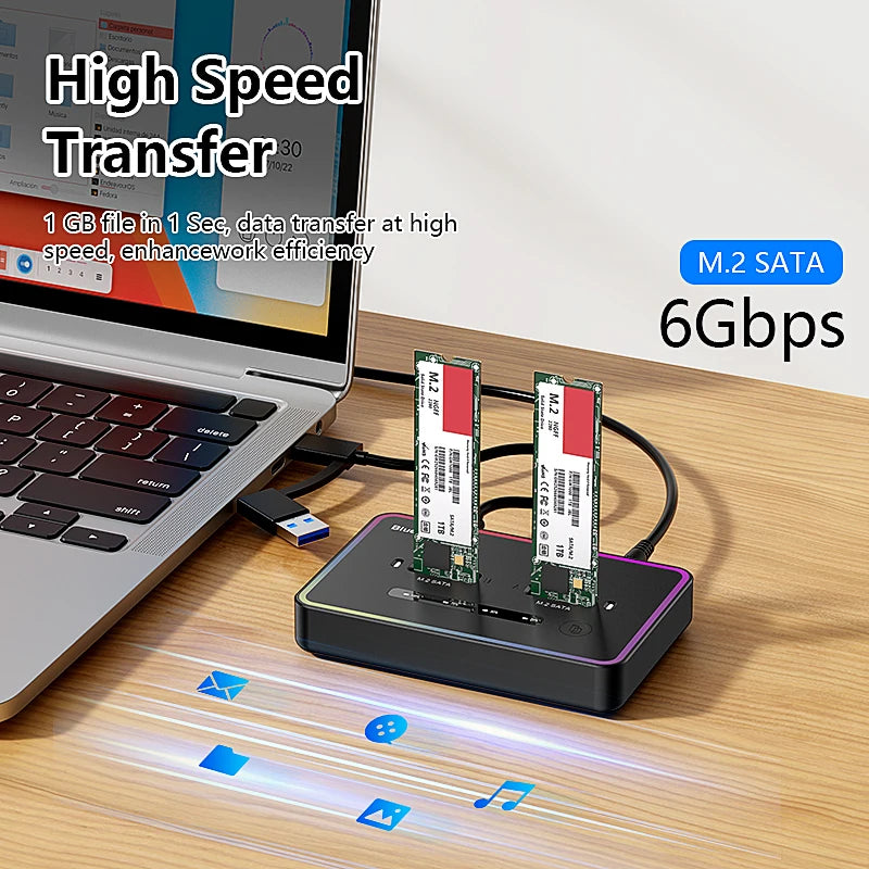Dual M.2 SATA SSD Docking Station for Offline Cloning