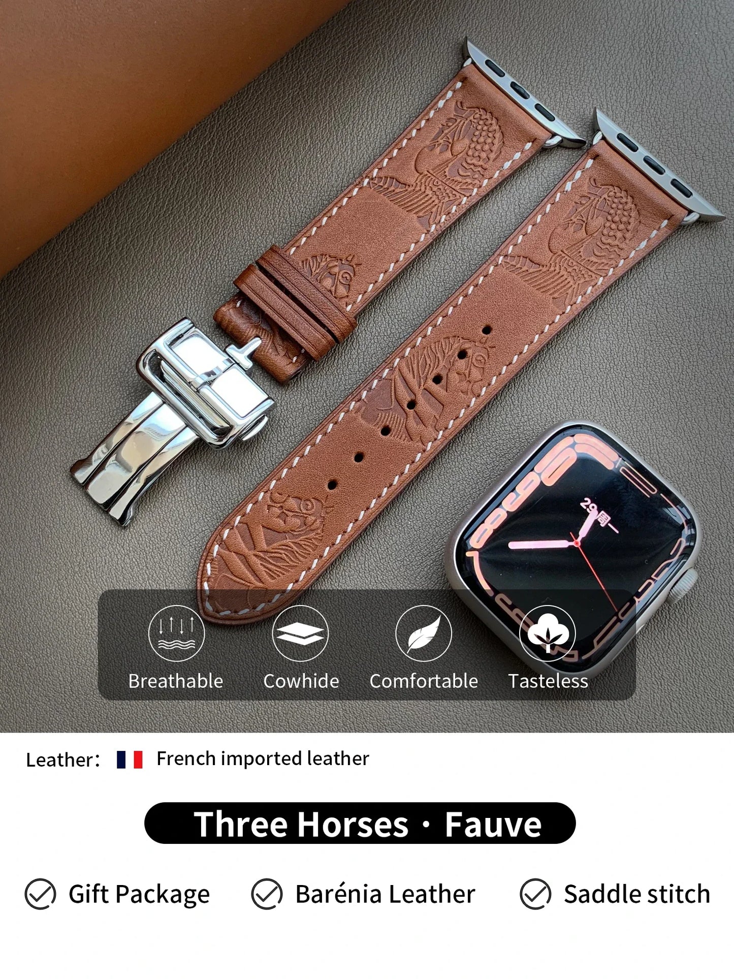 High Quality Genuine Leather Watch Band | Deployment Buckle Strap
