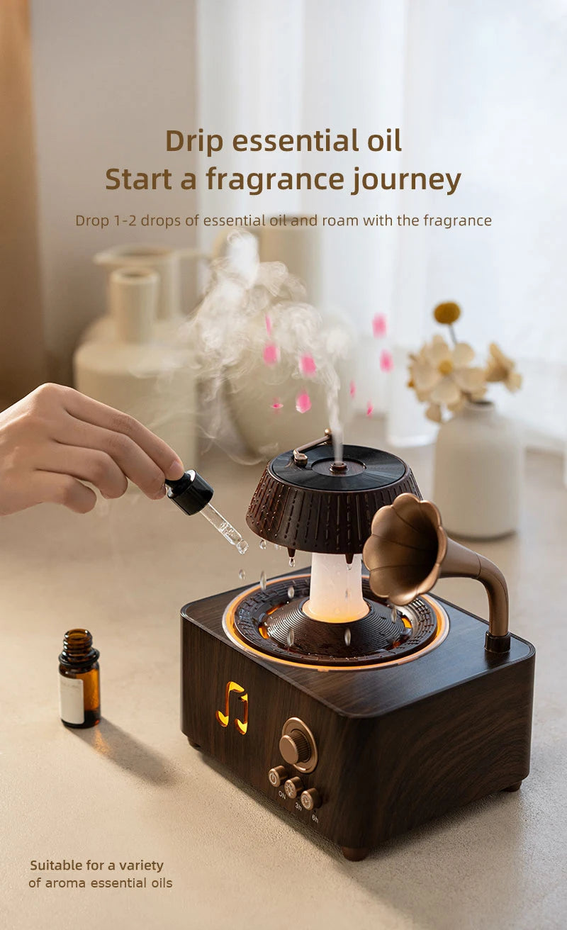 Rotating Raindrop Humidifier | Retro Aroma Diffuser with Lights
