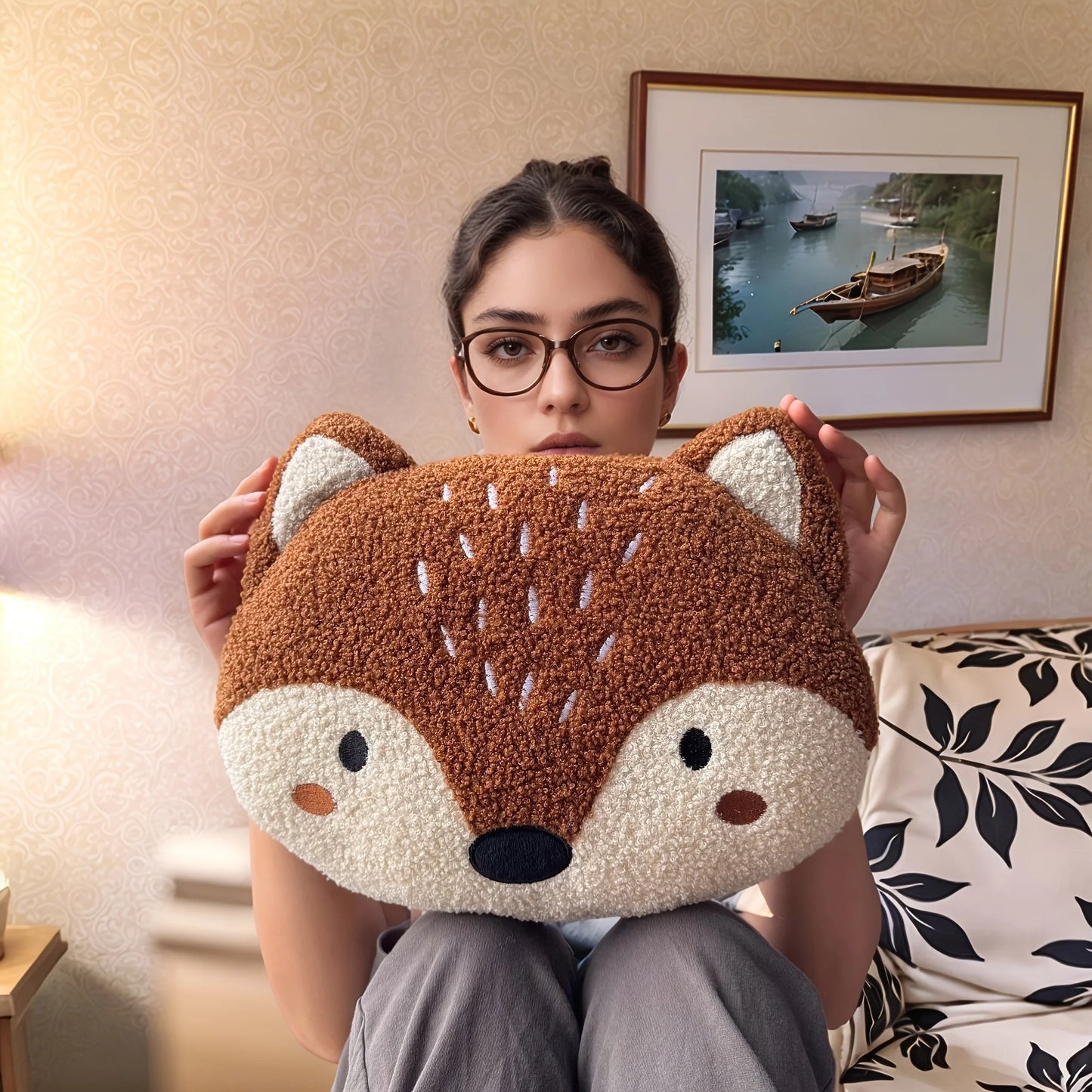 Adorable Animal Throw Pillow — Soft Round Plush Cushion with Plump Cotton Filling for Sofa, Bed, and Cozy Home Décor