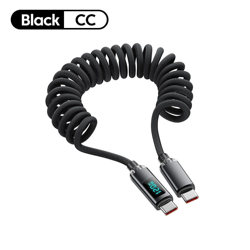 120W Fast Charging Retractable Cable | USB A to Type C Charger