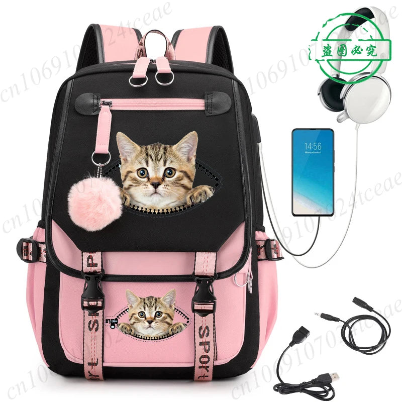 Cute Anime Cat Kawaii Backpack for Girls | Perfect Back to School Bag