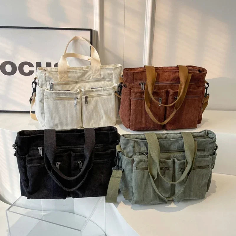 Large Capacity Casual Corduroy Messenger Bag | Versatile Tote for All