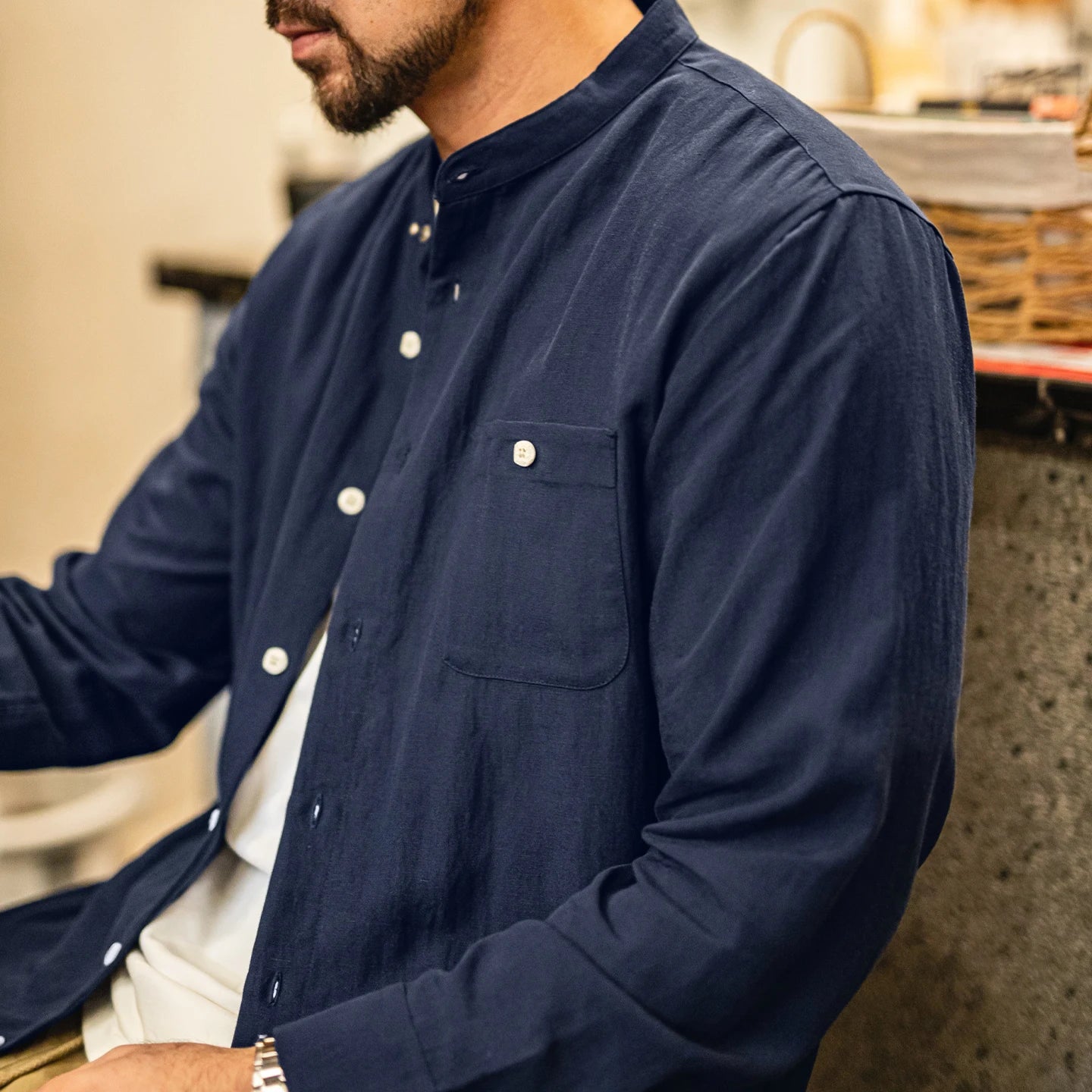 Men's Casual Spring Long Sleeve Shirt | Stylish Solid Color Blouse