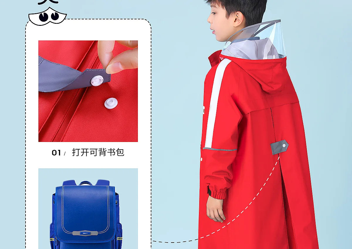 Children's Waterproof Raincoat with Schoolbag | Perfect for School Days