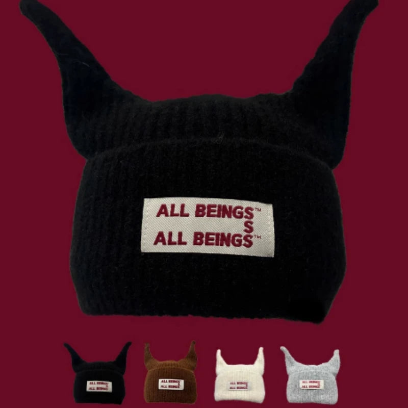 Unisex Funny Little Devil Horn Knitted Hat | Warm Ski Beanie