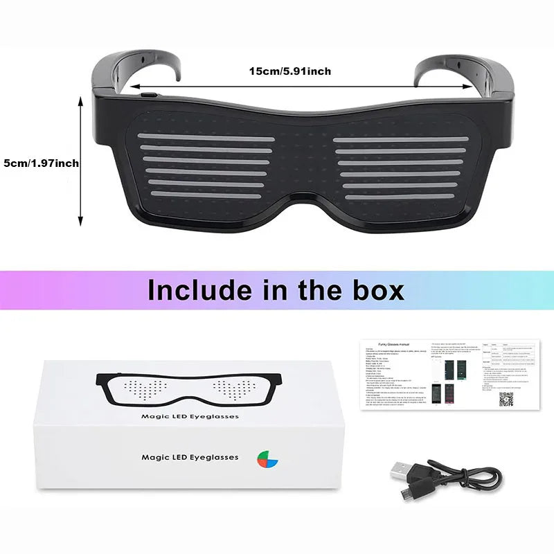 Bluetooth LED Glasses | Rechargeable Smart Glasses for Parties