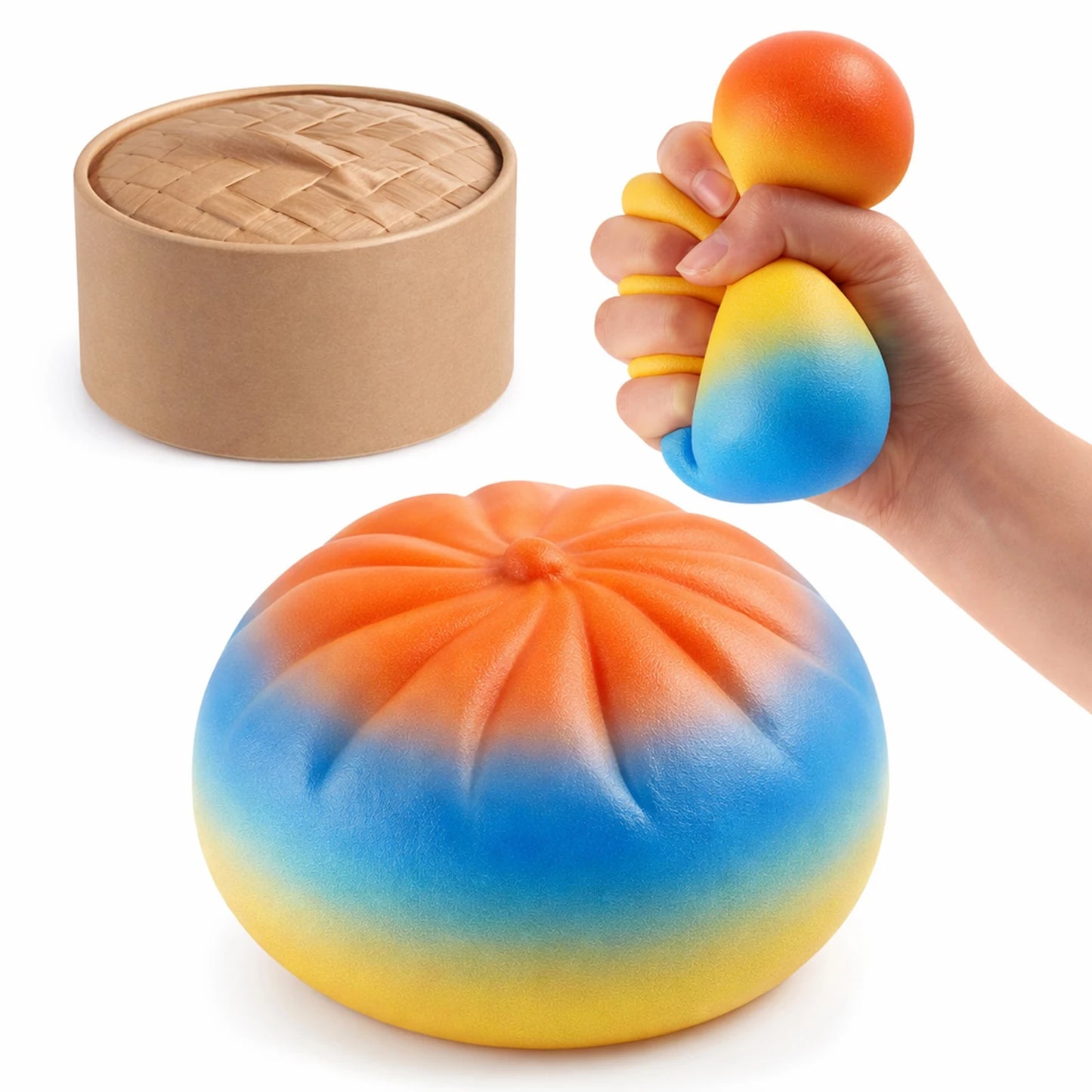 Steamed Bun Stress Ball Colorful Slow-Rise Squeeze Toy Decompression Toy Soft Anti-Stress Ball for Hands Dumpling Stress Ball
