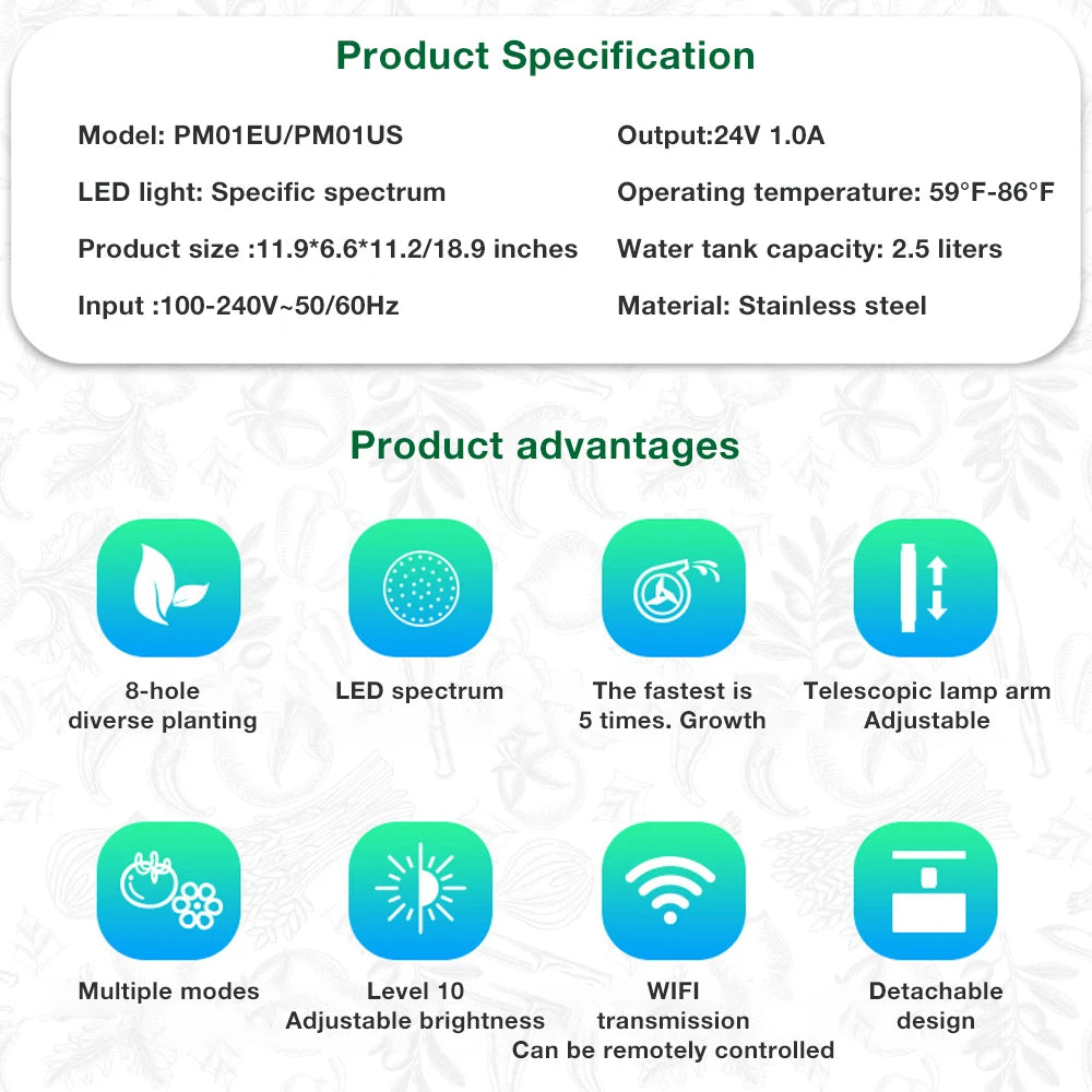 WiFi Hydroponics Growing System | Indoor Garden with LED Lights