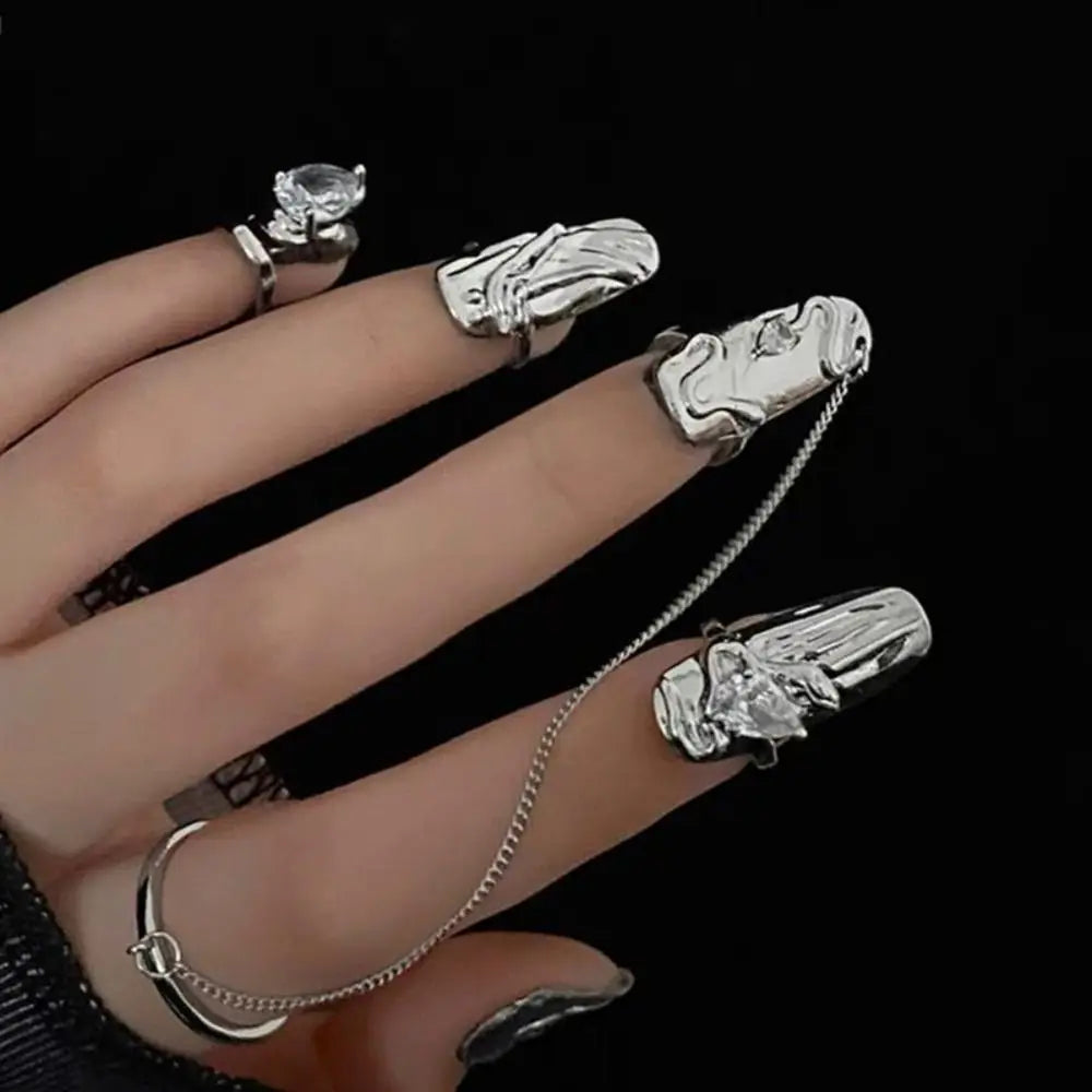 Korean Style Irregular Metal Fingertip Ring Set for Women