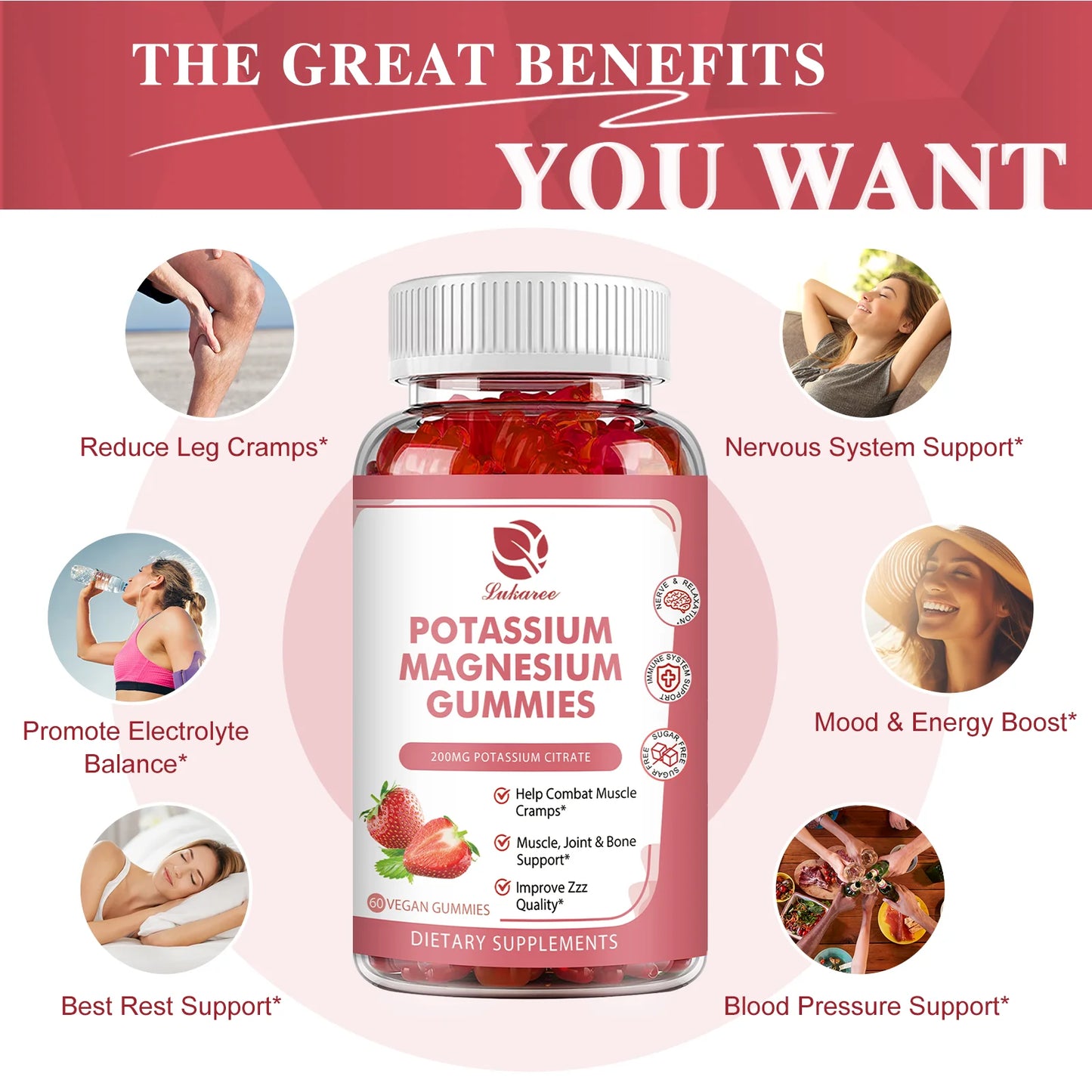 Potassium Magnesium Gummies for Better Sleep & Mood Support