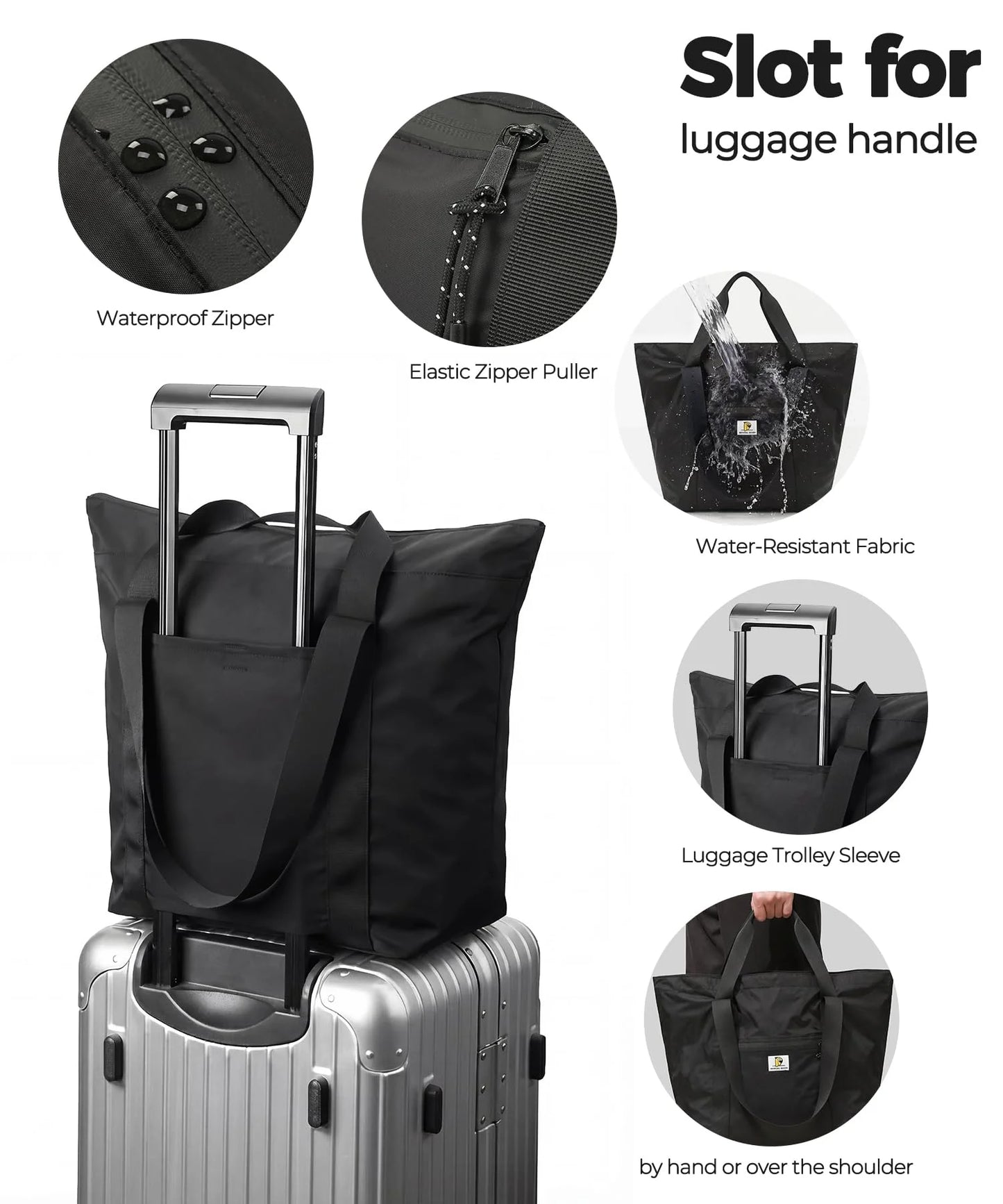Foldable Travel Tote Bag | Large Waterproof Lightweight Weekender